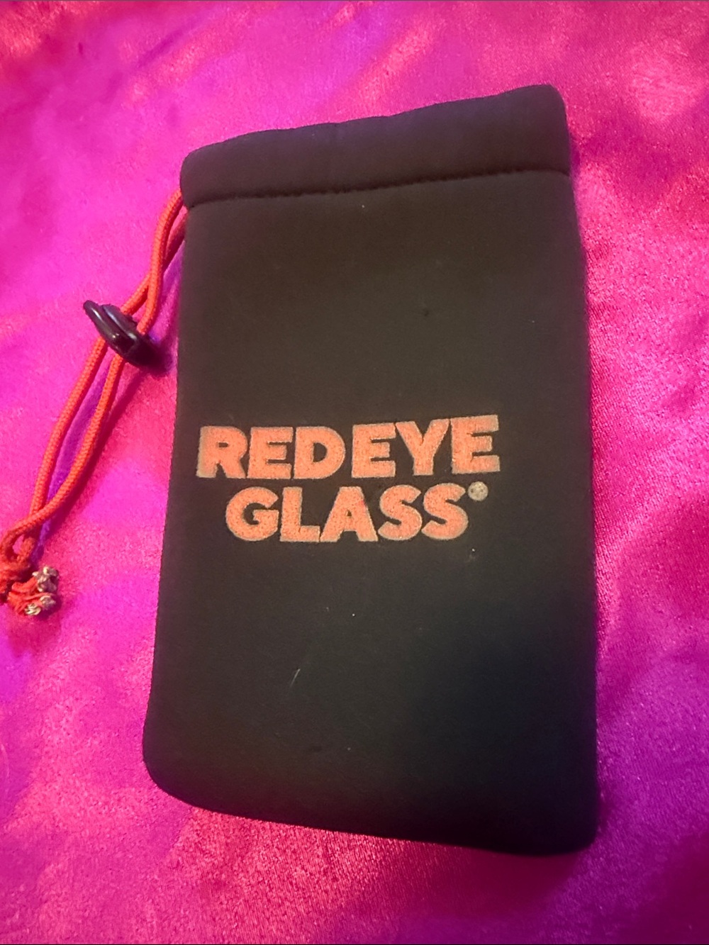 Black Neoprene glasses Pouch with Orange Logo